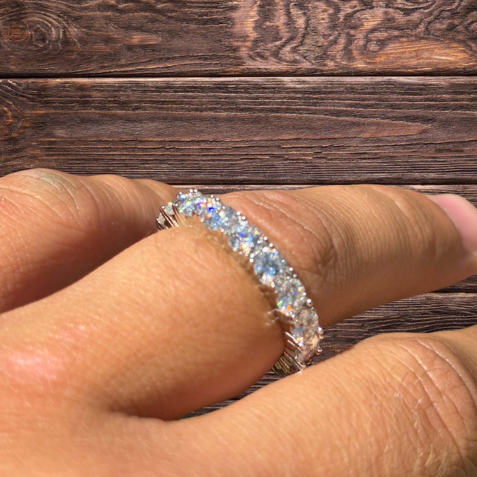 925 Sterling Silver 4mm Moissanite Wedding Band Eternity Ring