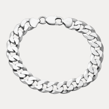 925 Sterling Silver 10.5mm Flat Curb Bracelet