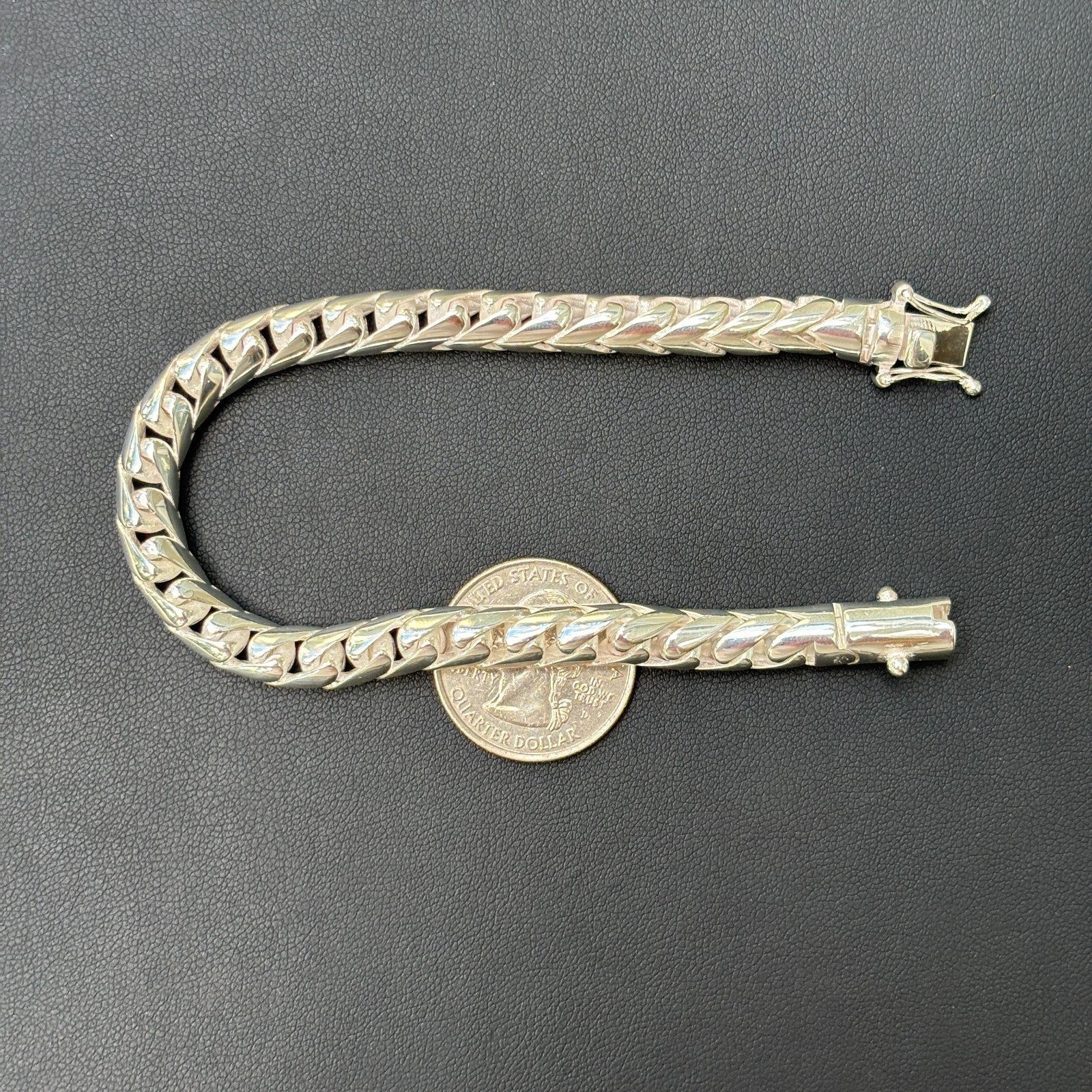 925 Sterling Silver 7mm Rounded Franco Bracelet W. Box Clasp