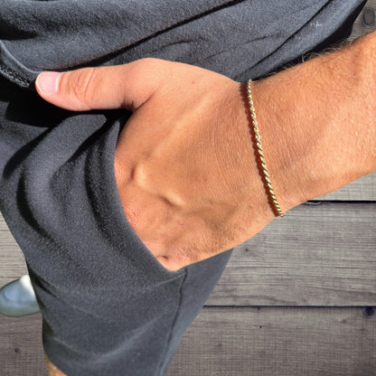 925 Sterling Silver 2mm Diamond Cut Rope Bracelet