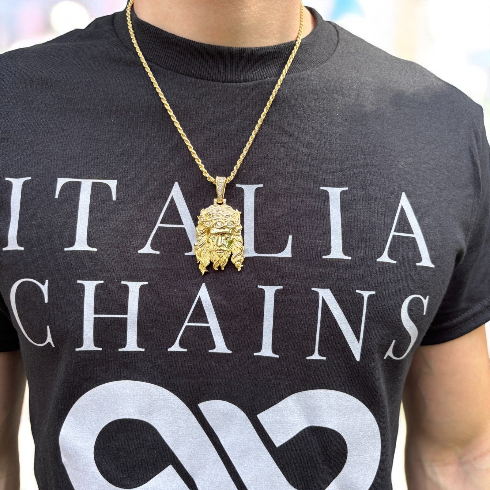 925 Sterling Silver Jesus Pendant With Moissanite - Small