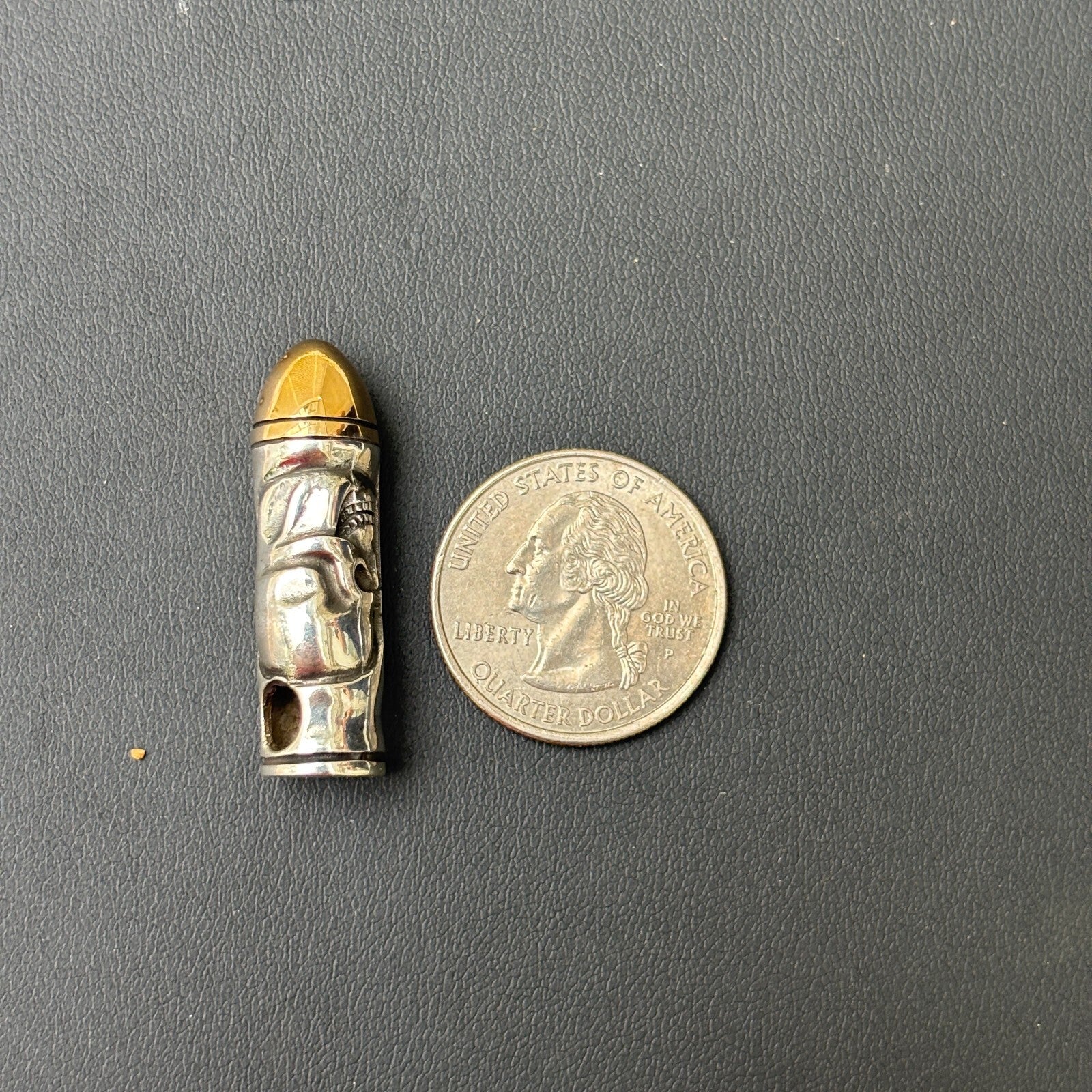 925 Sterling Silver Bullet W. Skull Pendant