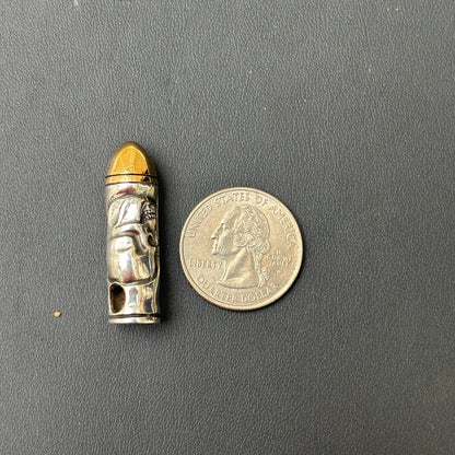 925 Sterling Silver Bullet W. Skull Pendant