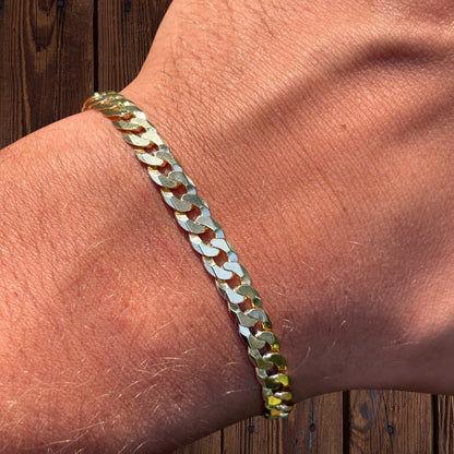 925 Sterling Silver 6mm Flat Curb Bracelet