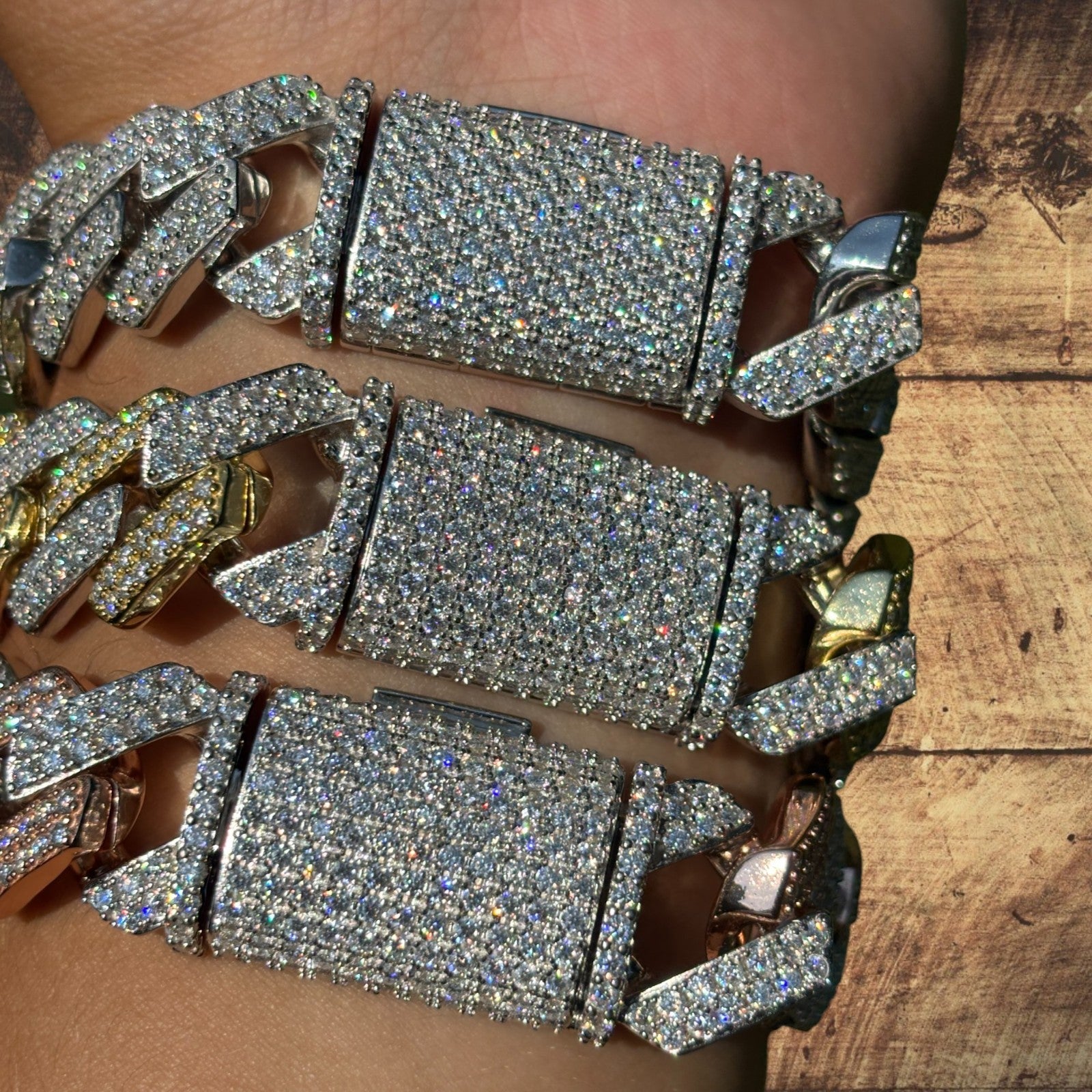 925 Sterling Silver 20mm Moissanite Cuban Prong Bracelet