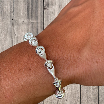 925 Sterling Silver 8mm Barbed Wire Jailhouse Link Bracelet