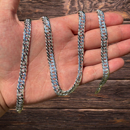 925 Sterling Silver 8mm Double Curb Chain Necklace