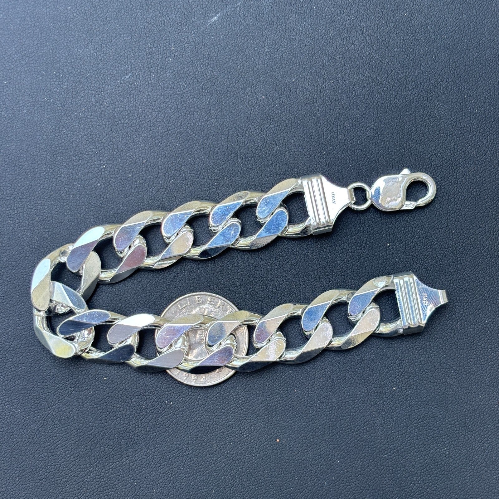 925 Sterling Silver 15mm Curb Bracelet