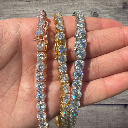 925 Sterling Silver 7mm Tennis Chain Necklace - CZ Or Moissanite