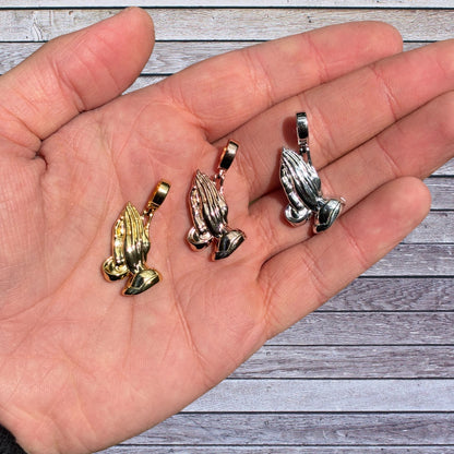 925 Sterling Silver Praying Hands Pendant - Small