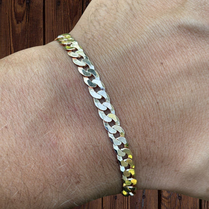 925 Sterling Silver 6mm Flat Curb Bracelet