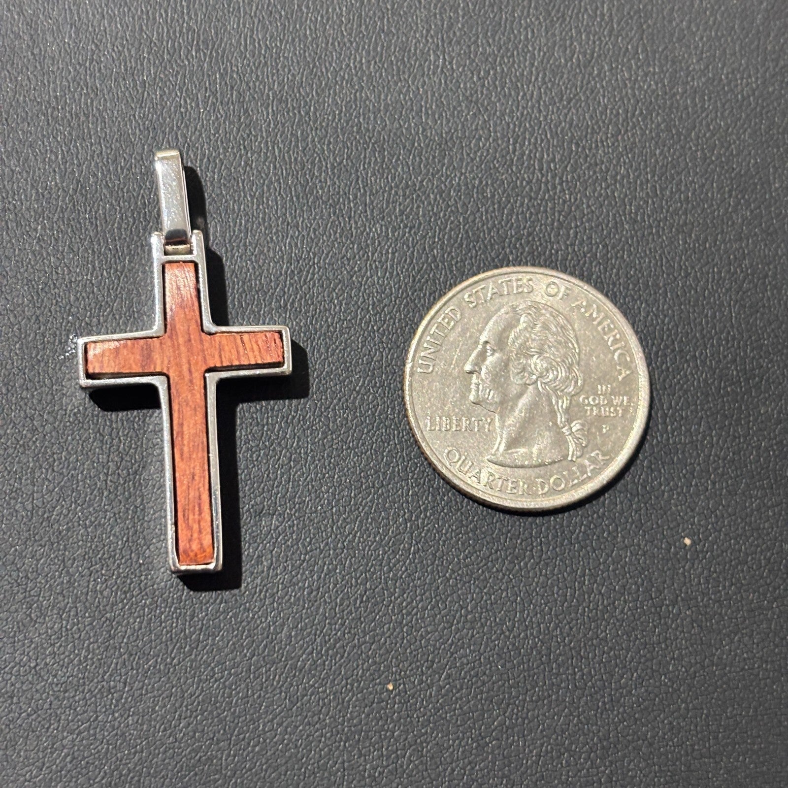 925 Sterling Silver Wooden Cross Pendant - Small