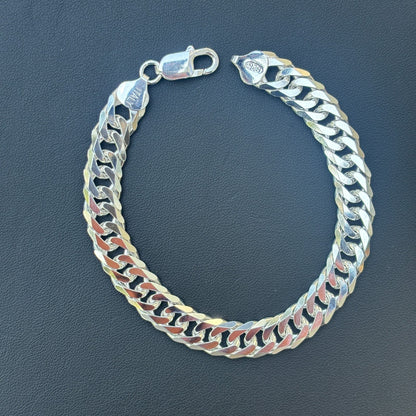 925 Sterling Silver 10mm Double Curb Bracelet