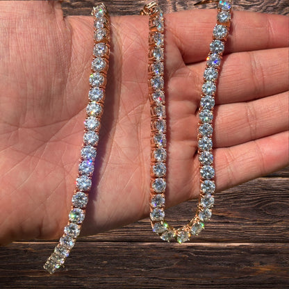 925 Sterling Silver 6mm Tennis Chain Necklace - CZ Or Moissanite