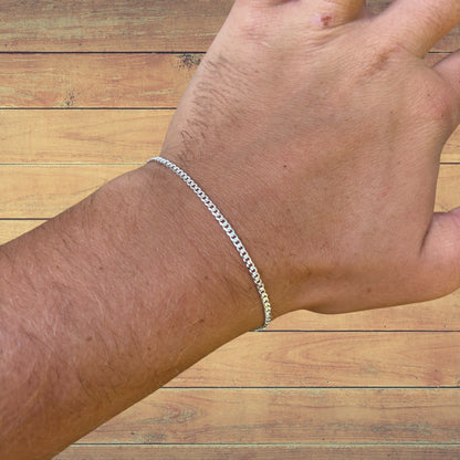 925 Sterling Silver 2mm Curb Bracelet