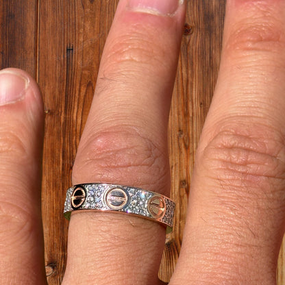 925 Sterling Silver Love Ring With Moissanite