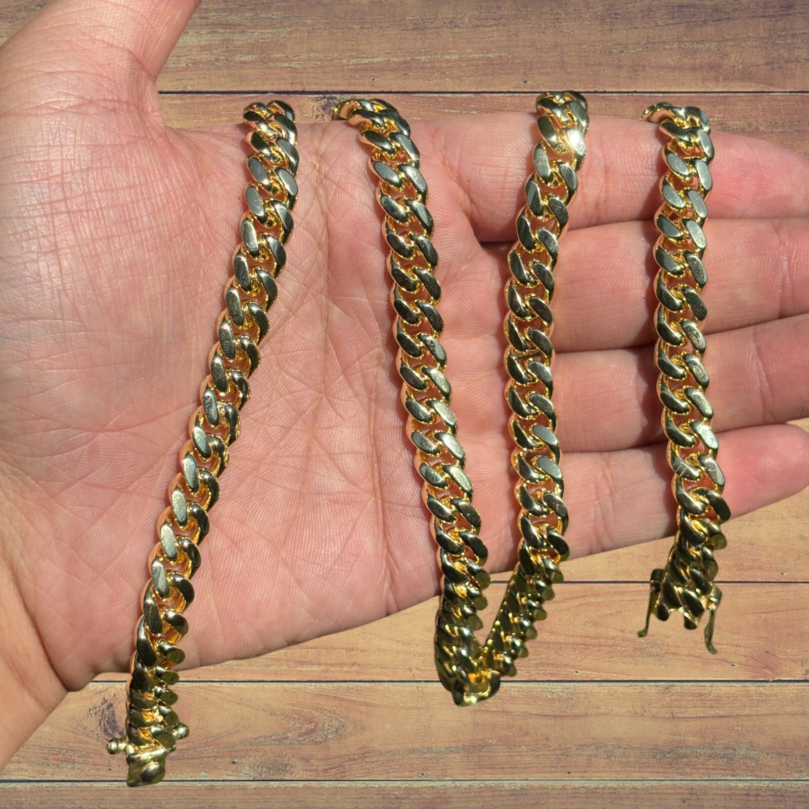 925 Sterling Silver 8mm Miami Cuban W. Box Clasp Chain Necklace