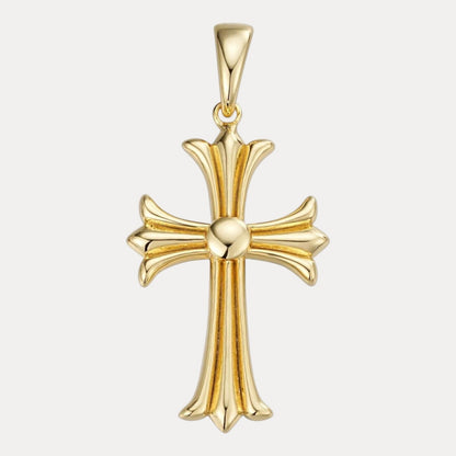 925 Sterling Silver Cross Hearts Pendant - Large