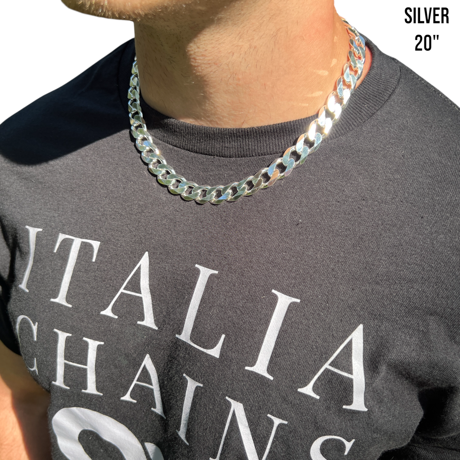 925 Sterling Silver 13.5mm Curb Chain Necklace