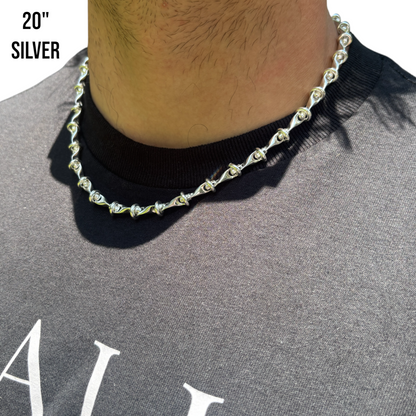 925 Sterling Silver 8mm Barbed Wire Chain Necklace