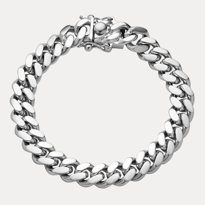 925 Sterling Silver 10mm Miami Cuban W. Box Clasp Bracelet