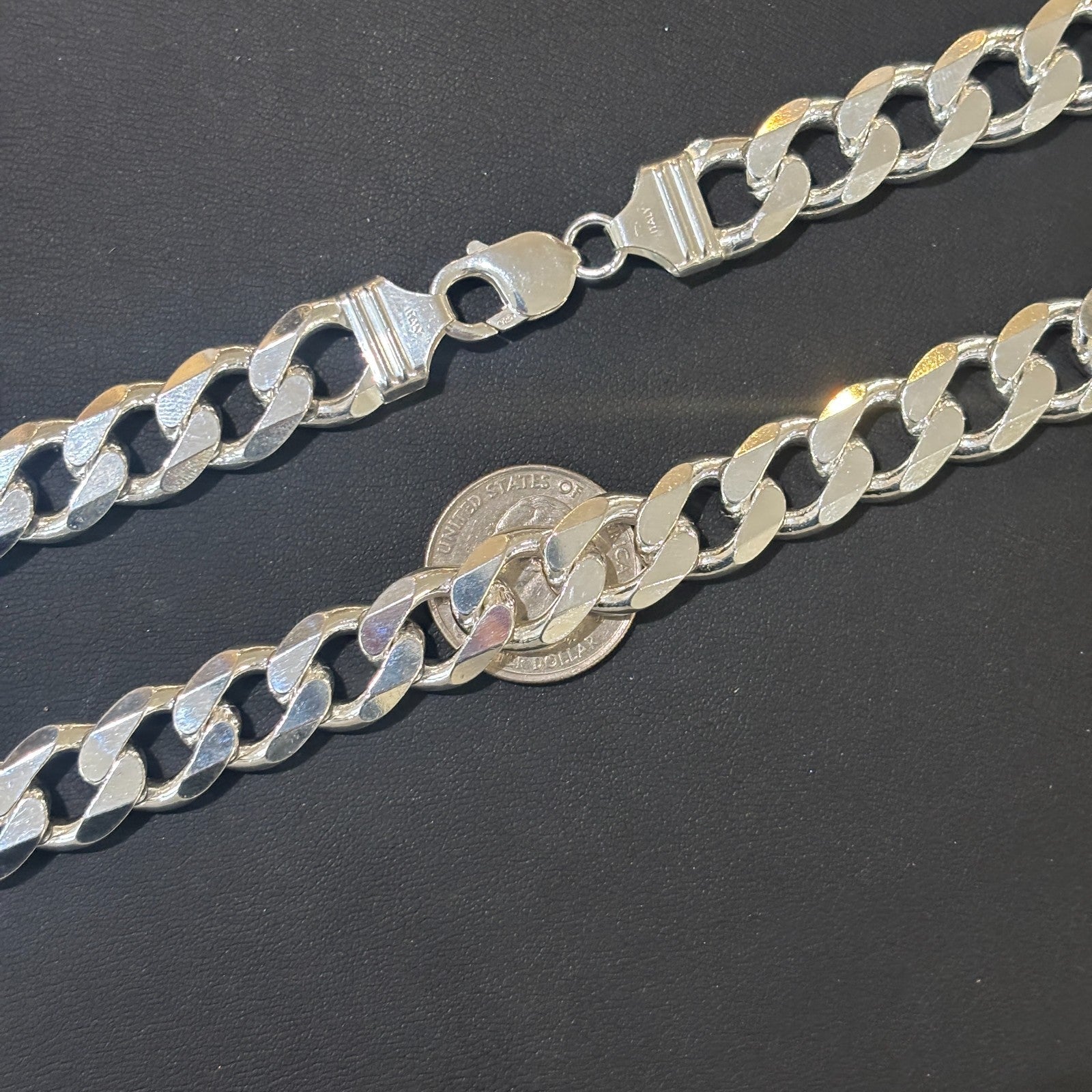 925 Sterling Silver 13.5mm Curb Chain Necklace