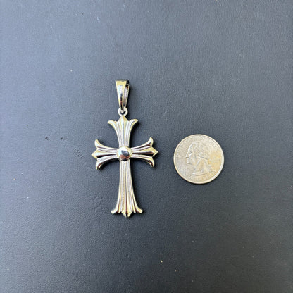 925 Sterling Silver Cross Hearts Pendant - Large