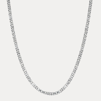925 Sterling Silver 6mm Flat Byzantine Chain Necklace
