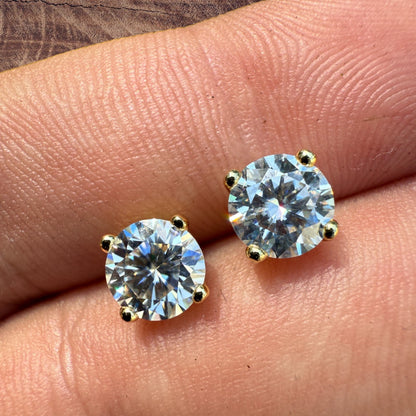 925 Sterling Silver 6.5mm Moissanite Earrings 2ct TW Studs