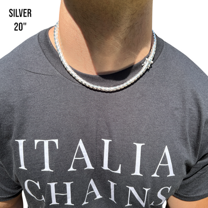 925 Sterling Silver 7mm Rounded Franco Chain W. Box Clasp Necklace