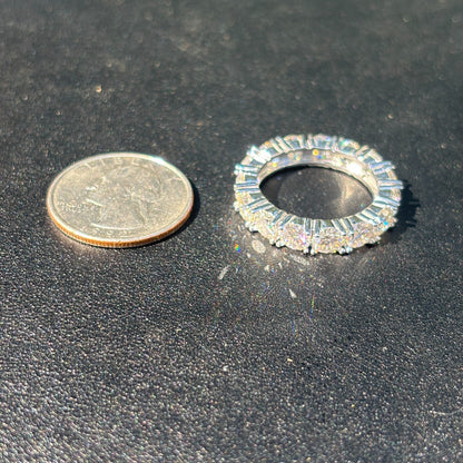 925 Sterling Silver 5mm Moissanite Wedding Band Eternity Ring