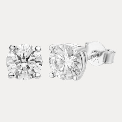 925 Sterling Silver 6.5mm Moissanite Earrings 2ct TW Studs