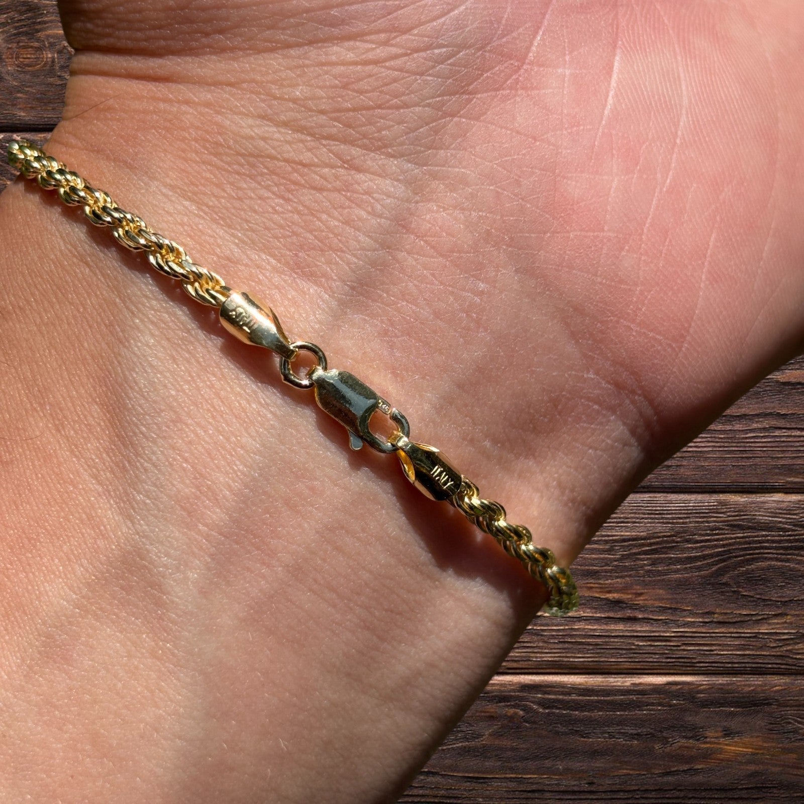 925 Sterling Silver 3mm Diamond Cut Rope Bracelet