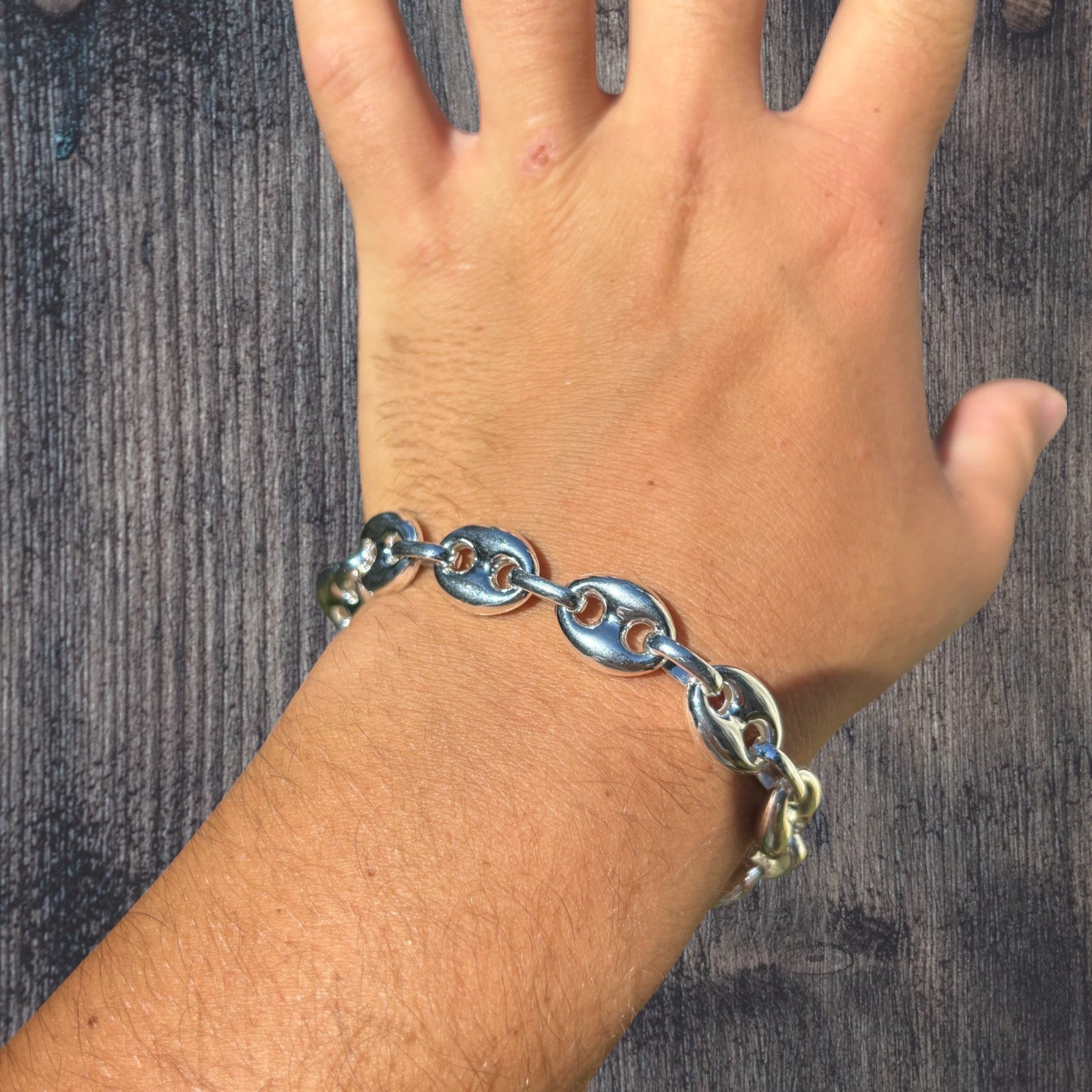 925 Sterling Silver 12mm Puffed Gucci Bracelet