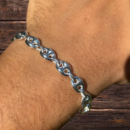 925 Sterling Silver 8mm Puffed Gucci Bracelet