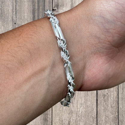 925 Sterling Silver 6mm Figarope Milano Bracelet