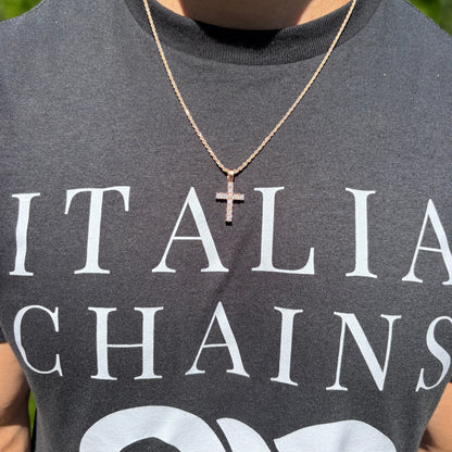 925 Sterling Silver Small Tennis Cross Pendant With Moissanite - Small