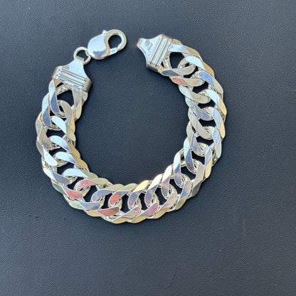 925 Sterling Silver 16mm Double Curb Bracelet