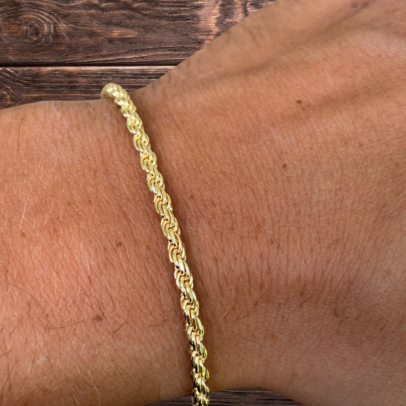 925 Sterling Silver 3mm Diamond Cut Rope Bracelet