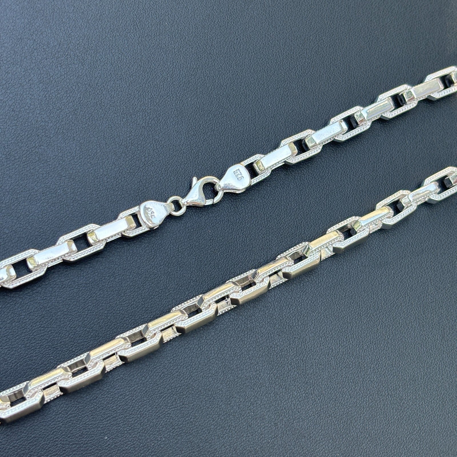 925 Sterling Silver 7mm Fancy Hermes Rolo Link Chain