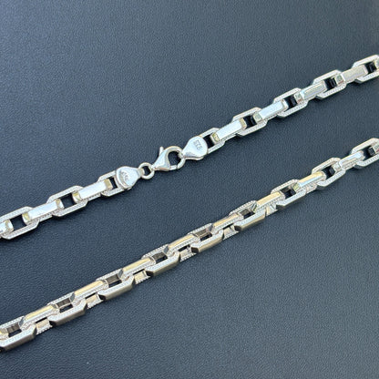 925 Sterling Silver 7mm Fancy Hermes Rolo Link Chain