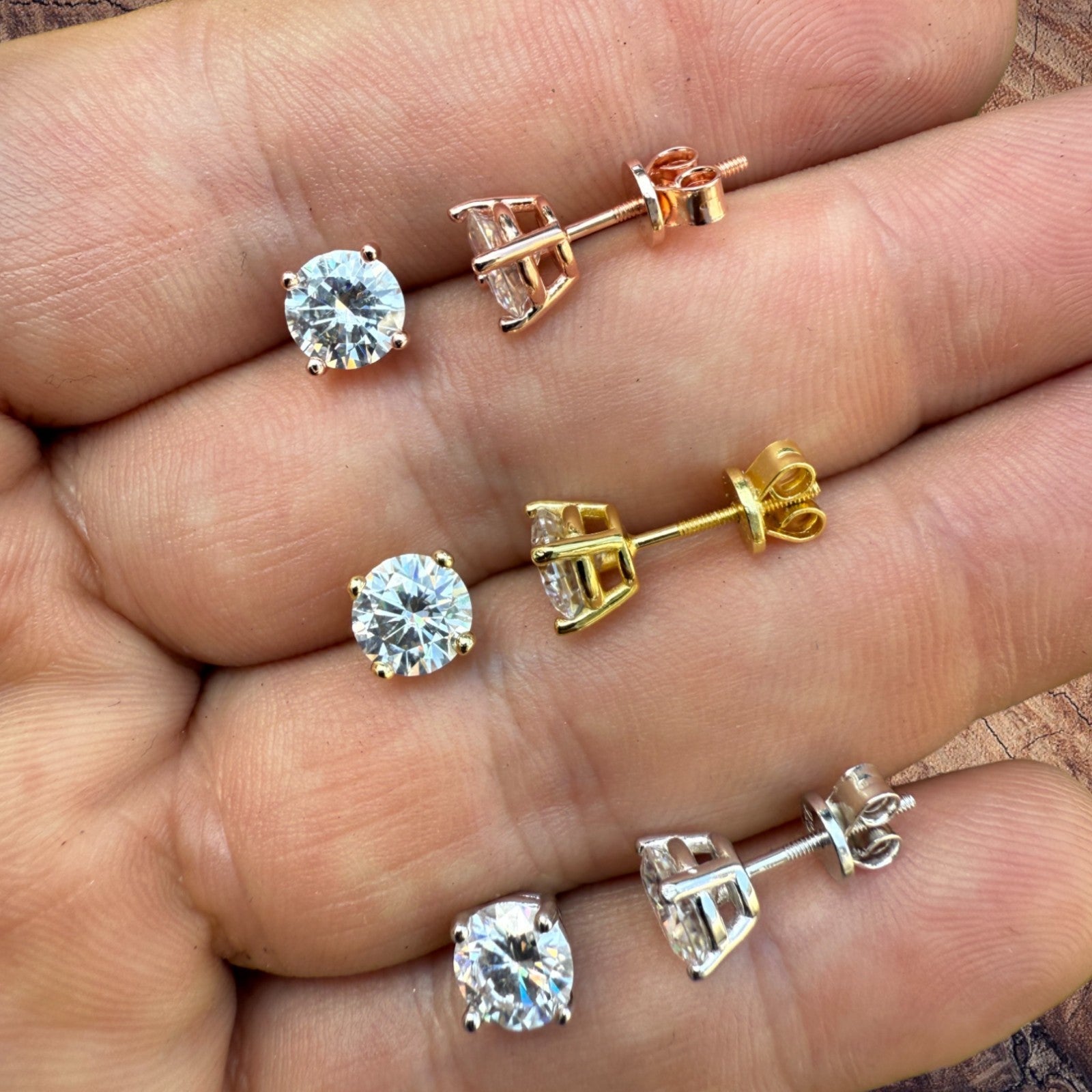 925 Sterling Silver 6.5mm Moissanite Earrings 2ct TW Studs