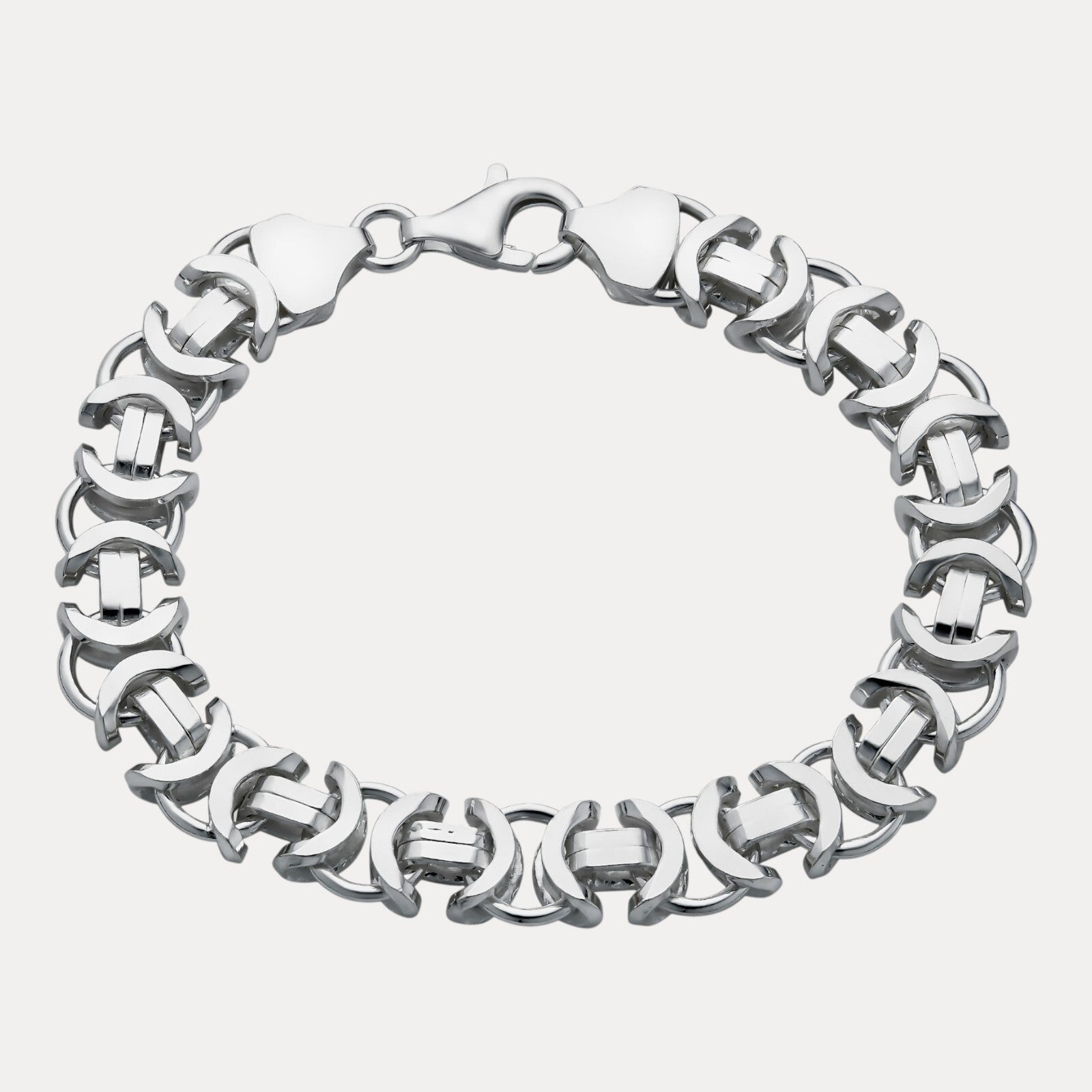 925 Sterling Silver 10mm Flat Byzantine Bracelet