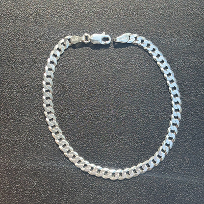 925 Sterling Silver 4mm Flat Curb Bracelet