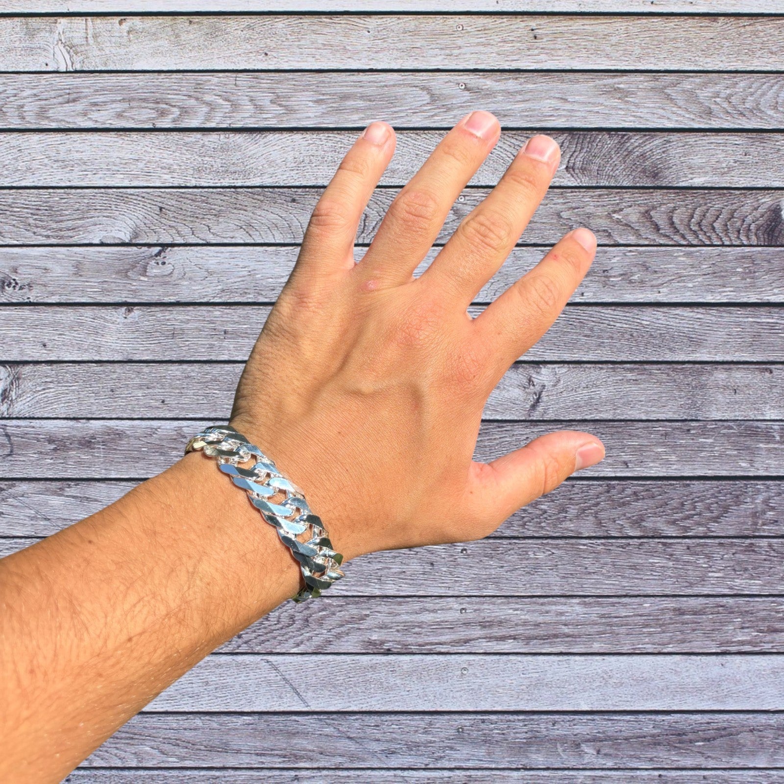 925 Sterling Silver 16mm Double Curb Bracelet