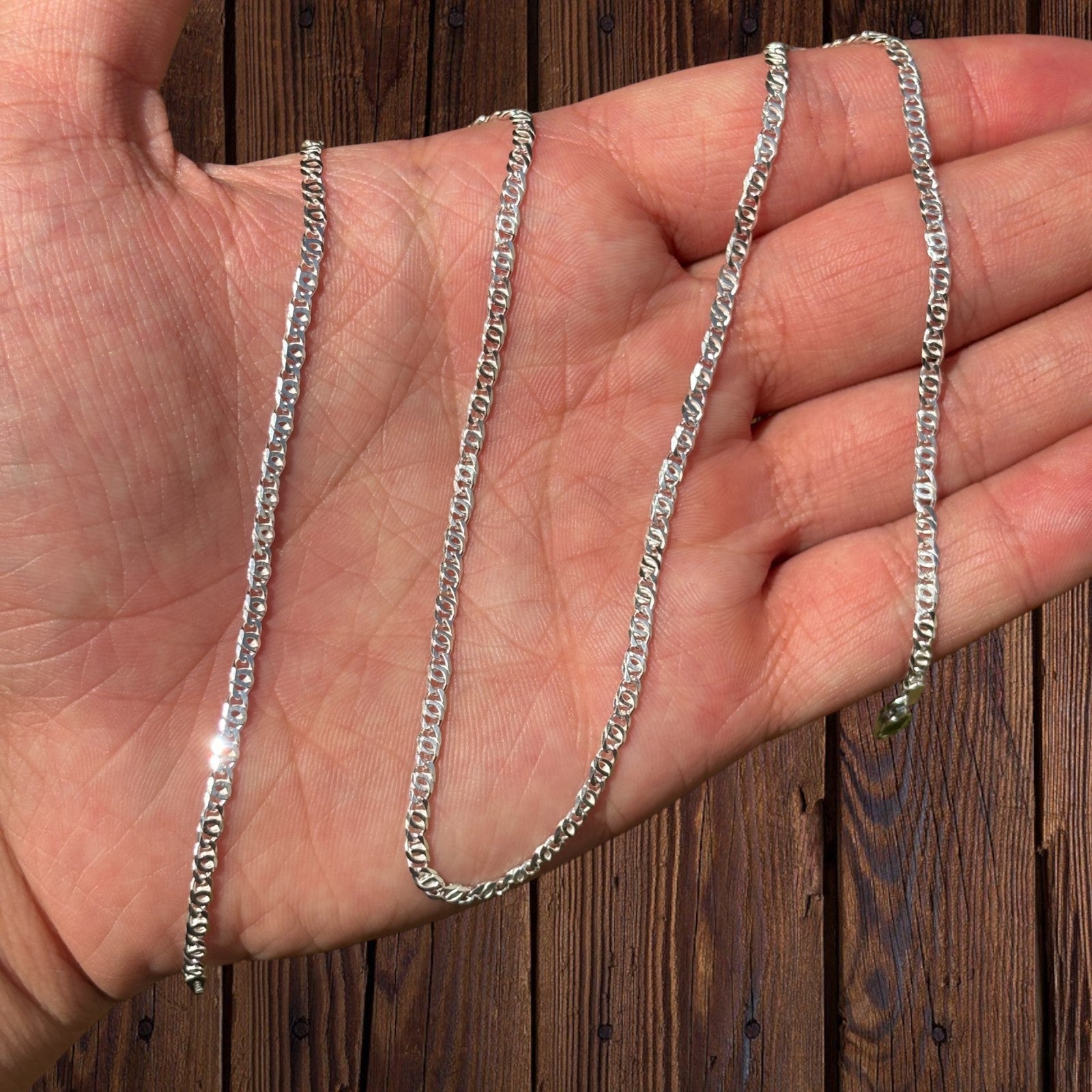 925 Sterling Silver 2.5mm Tiger Eye Chain Necklace