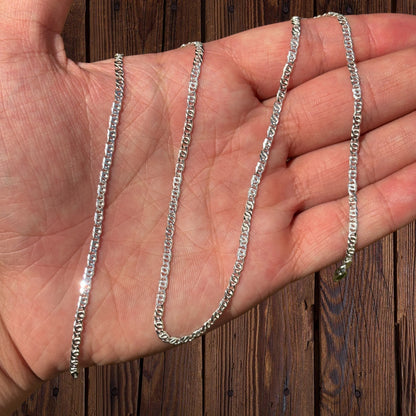 925 Sterling Silver 2.5mm Tiger Eye Chain Necklace