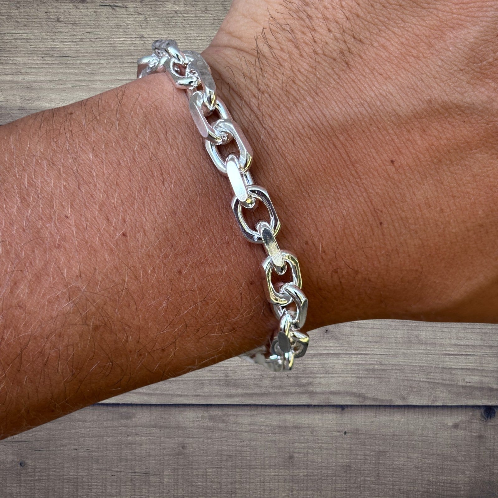 925 Sterling Silver 8mm Anchor Cable Bracelet