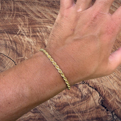 925 Sterling Silver 4mm Diamond Cut Rope Bracelet