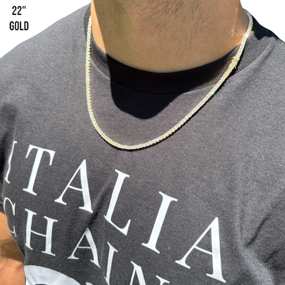 925 Sterling Silver 3mm Tennis Chain Necklace - CZ Or Moissanite